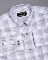 Fosses Gray With White Waffle Dobby Check Shirt
