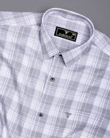 Fosses Gray With White Waffle Dobby Check Shirt