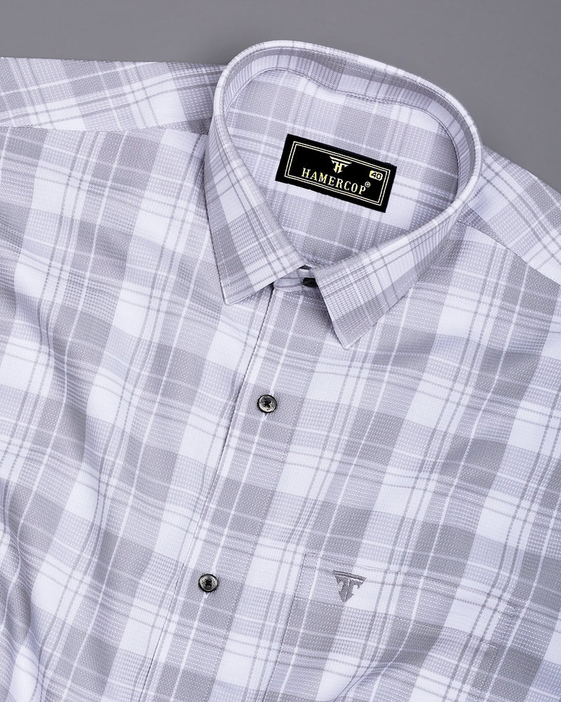 Fosses Gray With White Waffle Dobby Check Shirt