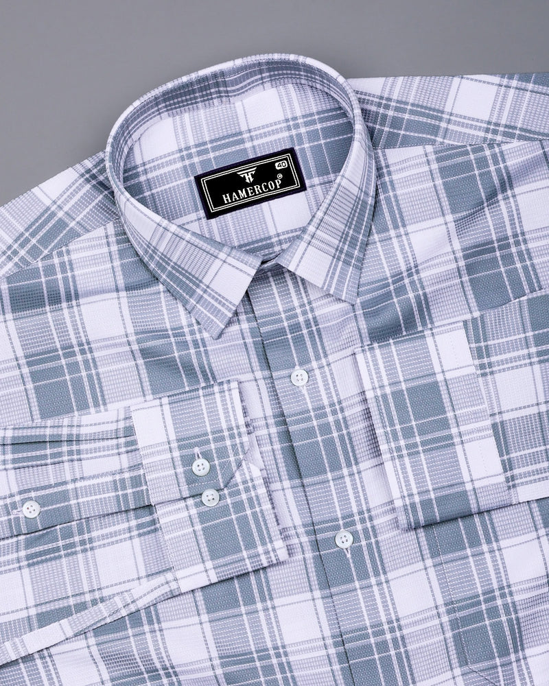 Monorom Gray With White Waffle Dobby Check Shirt
