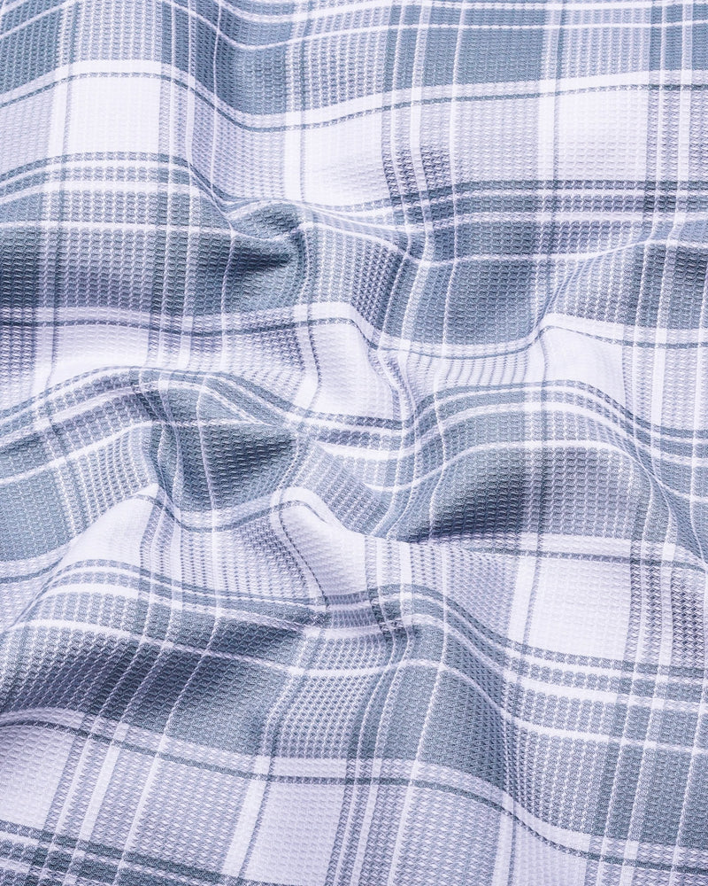 Monorom Gray With White Waffle Dobby Check Shirt