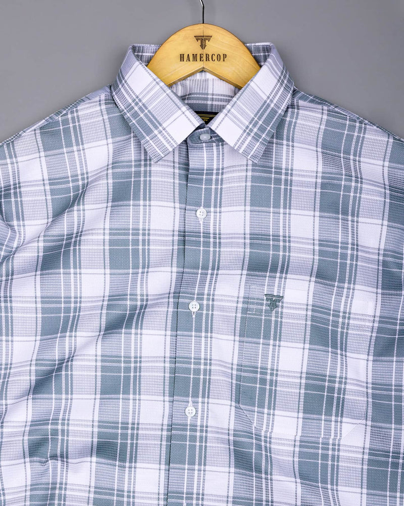 Monorom Gray With White Waffle Dobby Check Shirt