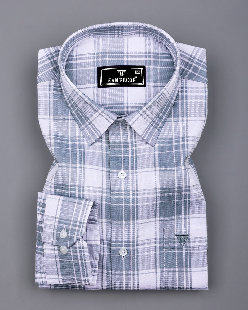 Monorom Gray With White Waffle Dobby Check Shirt