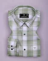 Monorom Green With White Waffle Dobby Check Shirt