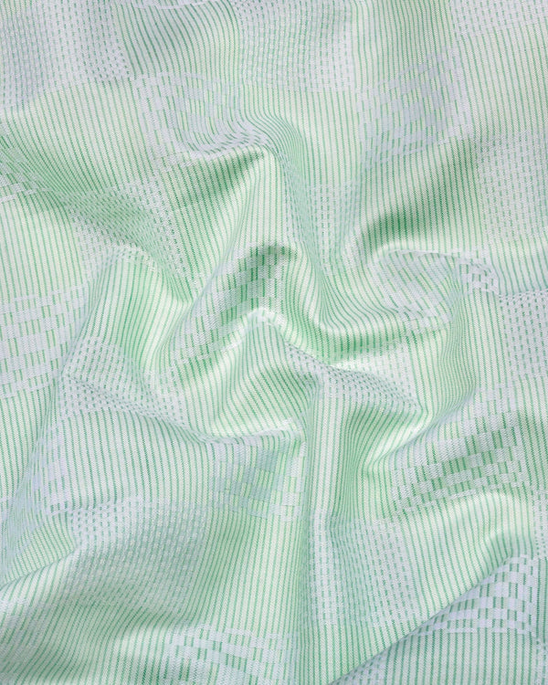 Pear Green Jacquard Textured Cotton Shirt