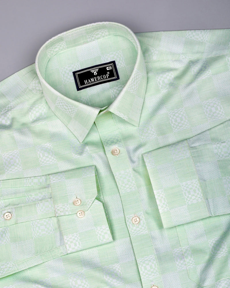 Pear Green Jacquard Textured Cotton Shirt