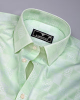 Pear Green Jacquard Textured Cotton Shirt