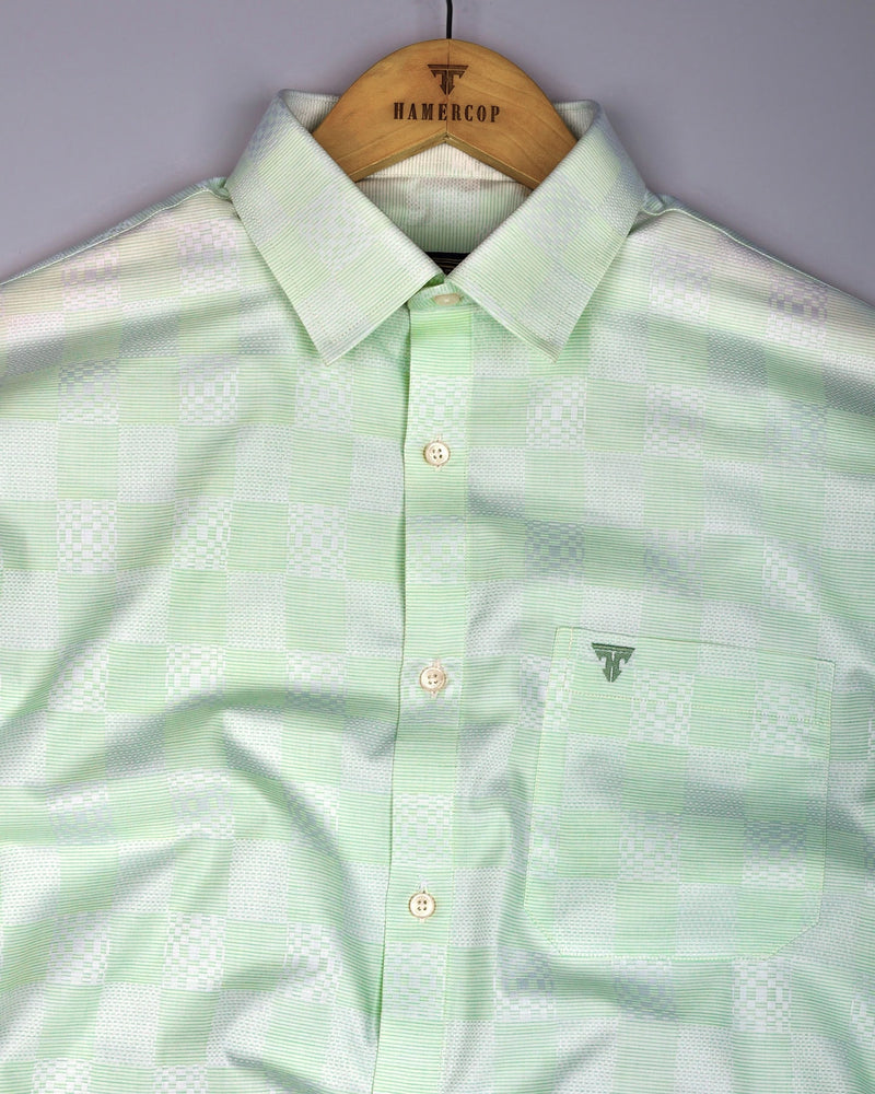 Pear Green Jacquard Textured Cotton Shirt
