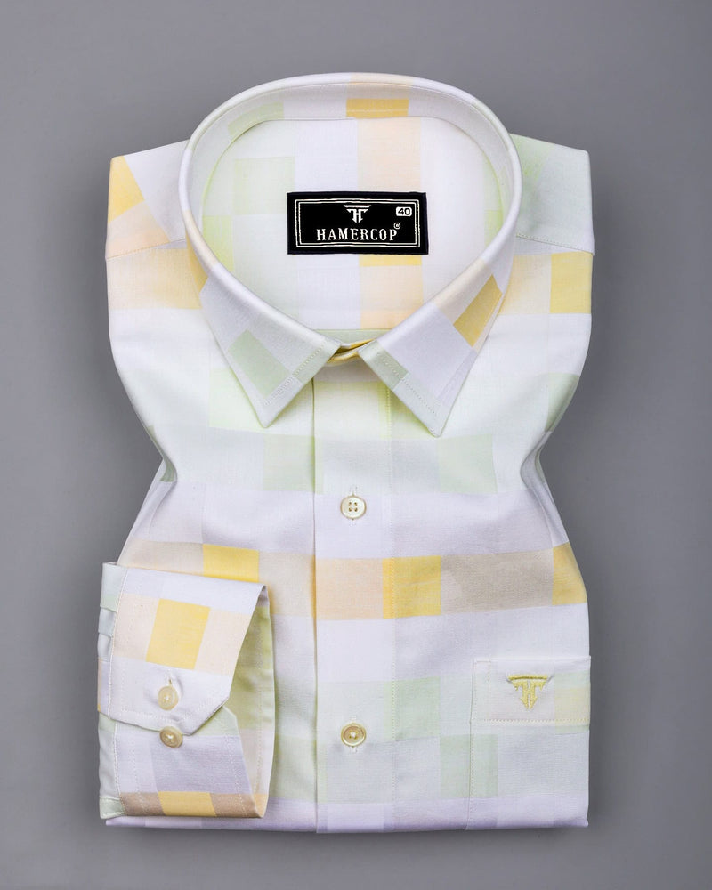 Yellow Multicolor Jacquard Check Premium Giza Shirt