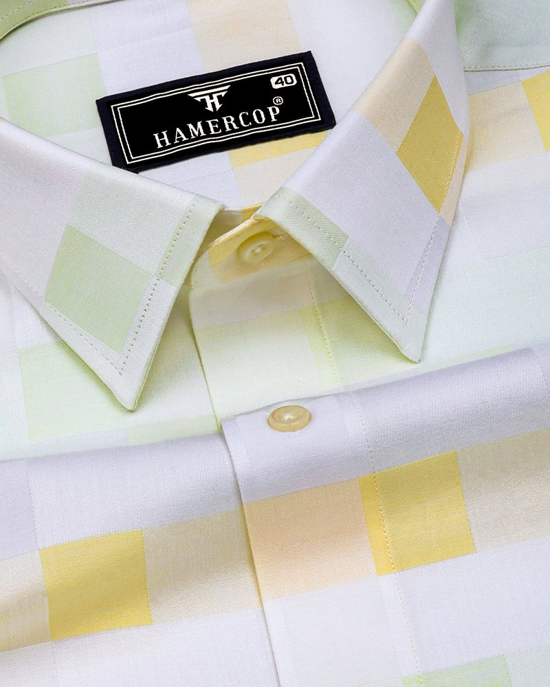 Yellow Multicolor Jacquard Check Premium Giza Shirt