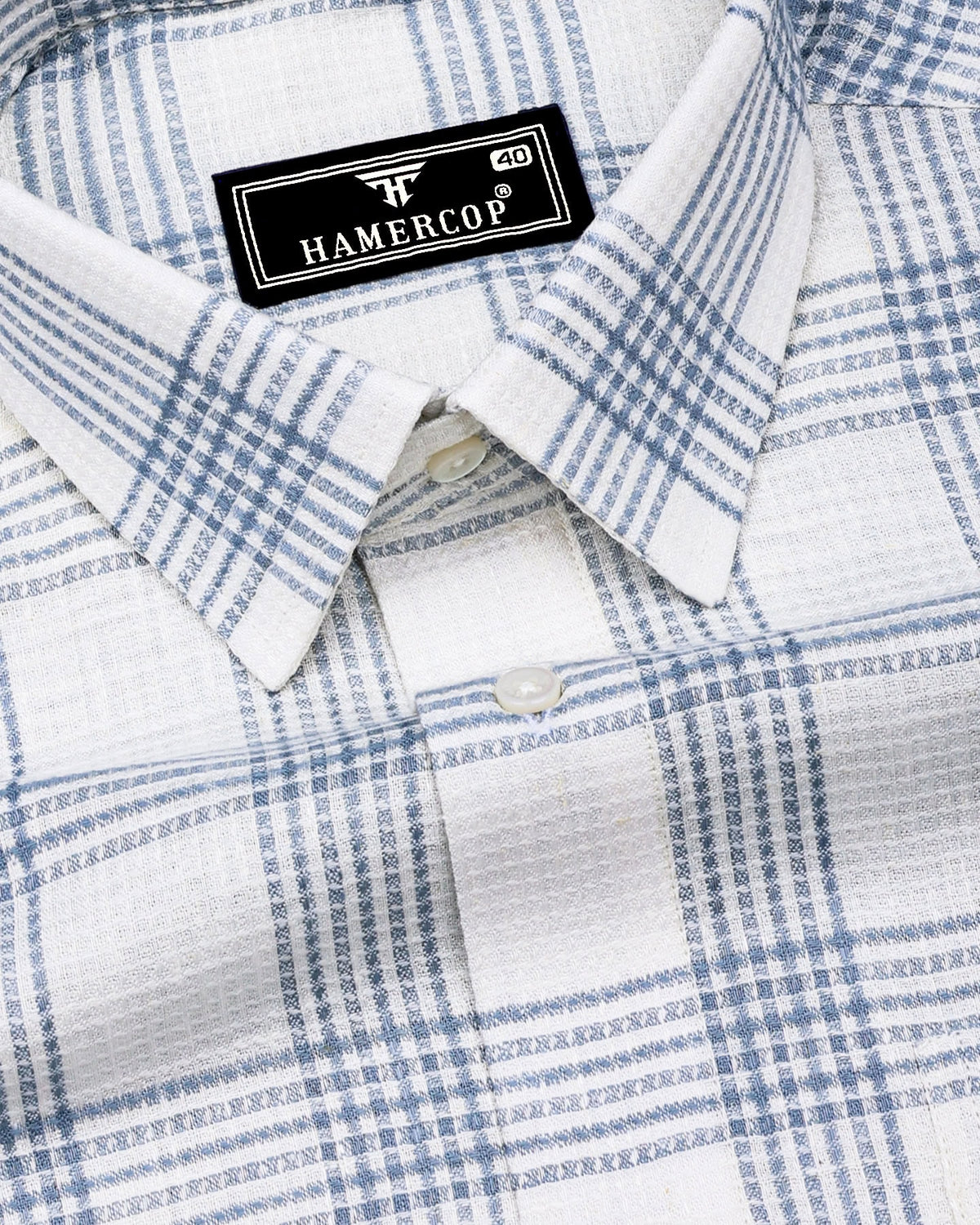 White Gray Waffle Dobby Cotton Shirt for Men – Hamercop