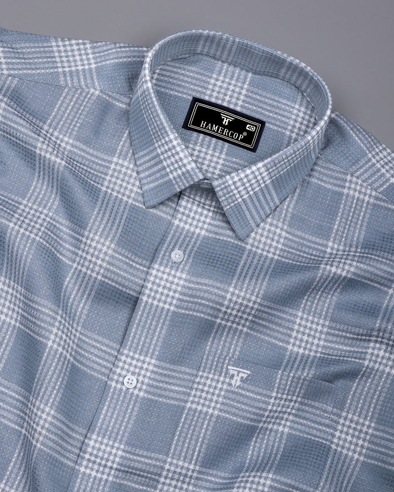 Zip Gray With White Waffle Dobby Check Shirt