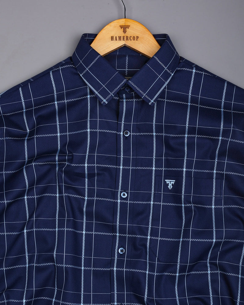 Submarine NavyBlue Dobby Check Premium Giza Shirt
