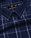 Submarine NavyBlue Dobby Check Premium Giza Shirt