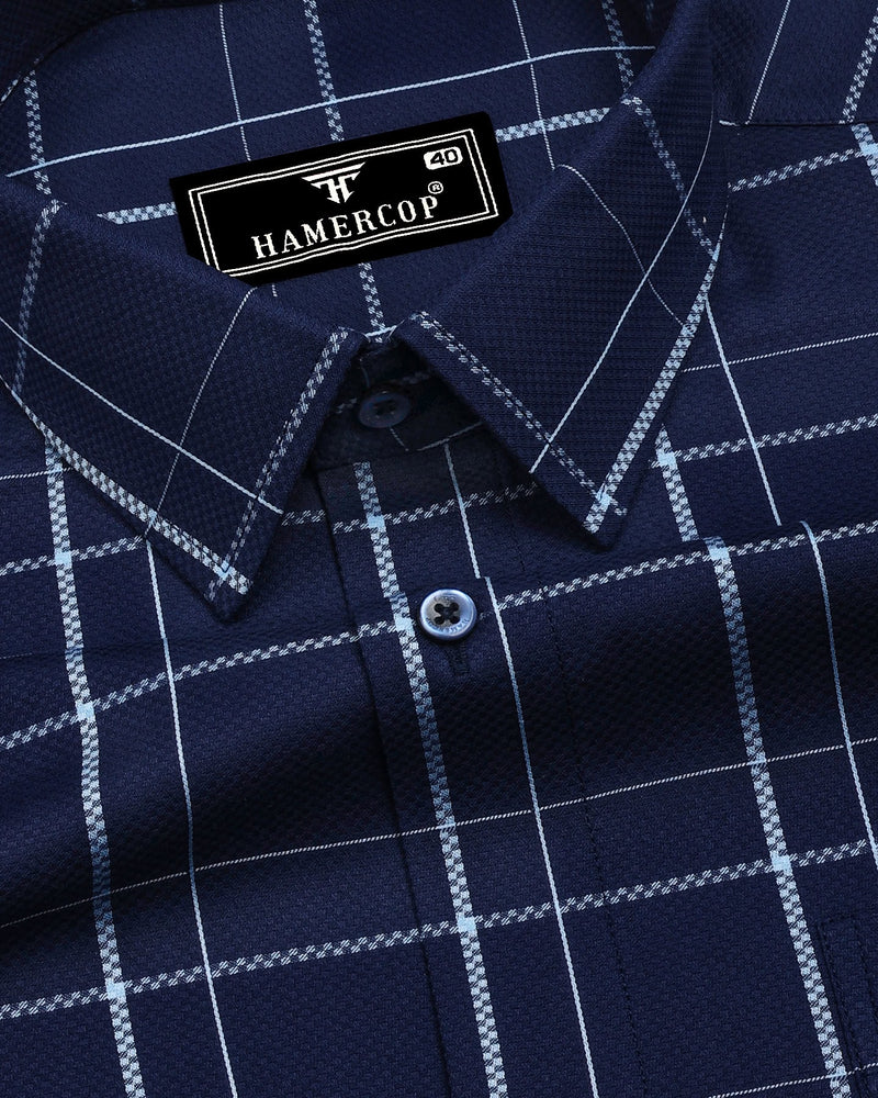 Submarine NavyBlue Dobby Check Premium Giza Shirt