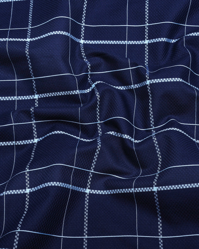 Submarine NavyBlue Dobby Check Premium Giza Shirt