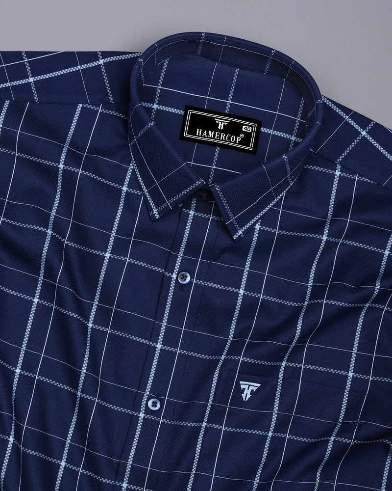 Submarine NavyBlue Dobby Check Premium Giza Shirt