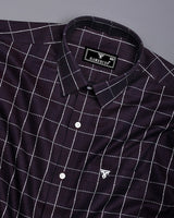 Choco Brownish With White Check Jacquard Textured Giza Shirt