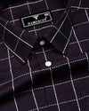 Choco Brownish With White Check Jacquard Textured Giza Shirt