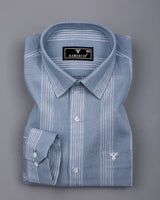 Binary Gray With White Waffle Stripe Dobby Cotton Shirt