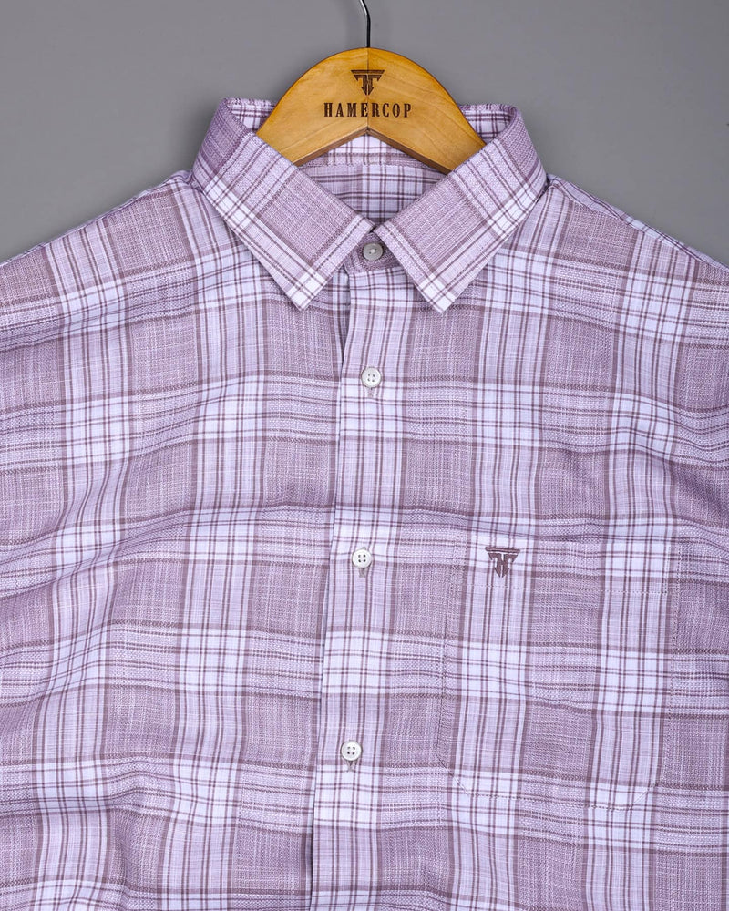 Fifa Onion Pink With White Dobby Check Formal Cotton Shirt
