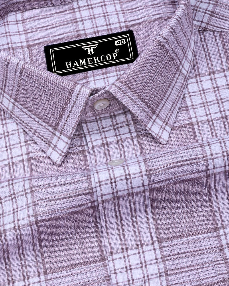 Fifa Onion Pink With White Dobby Check Formal Cotton Shirt
