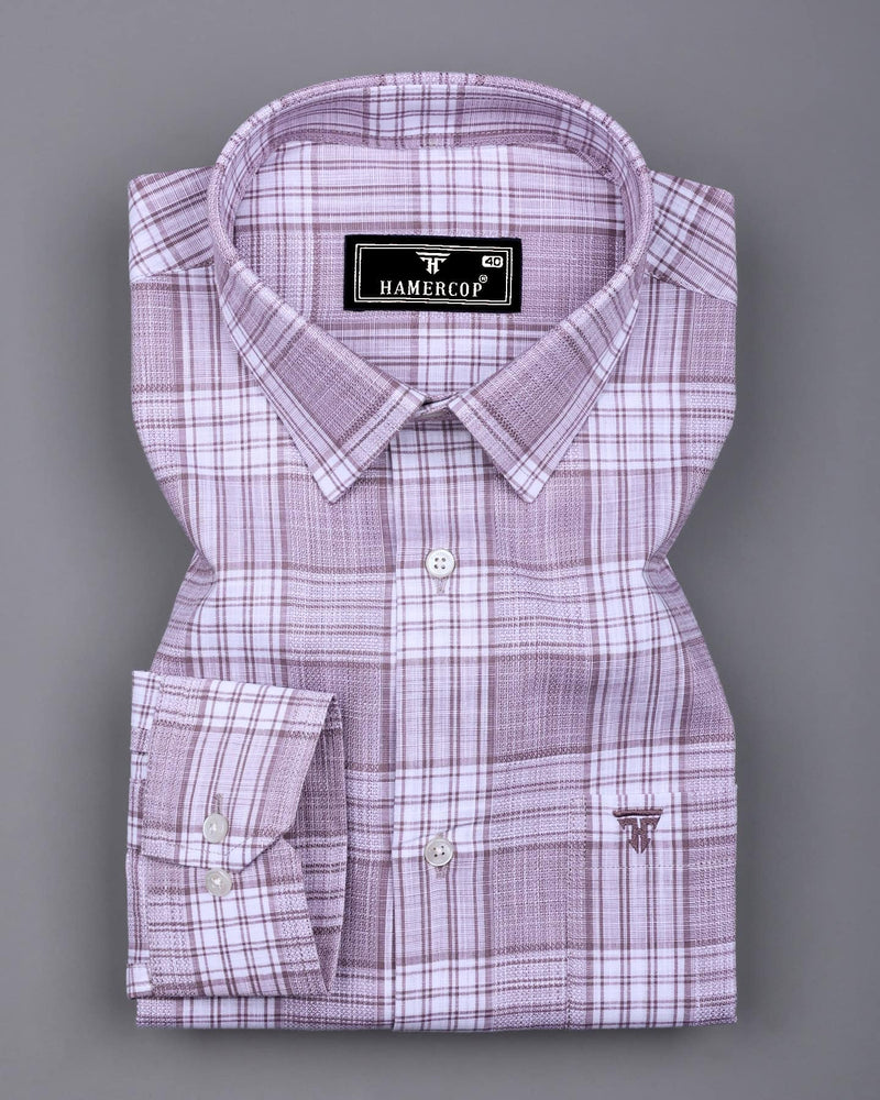 Fifa Onion Pink With White Dobby Check Formal Cotton Shirt