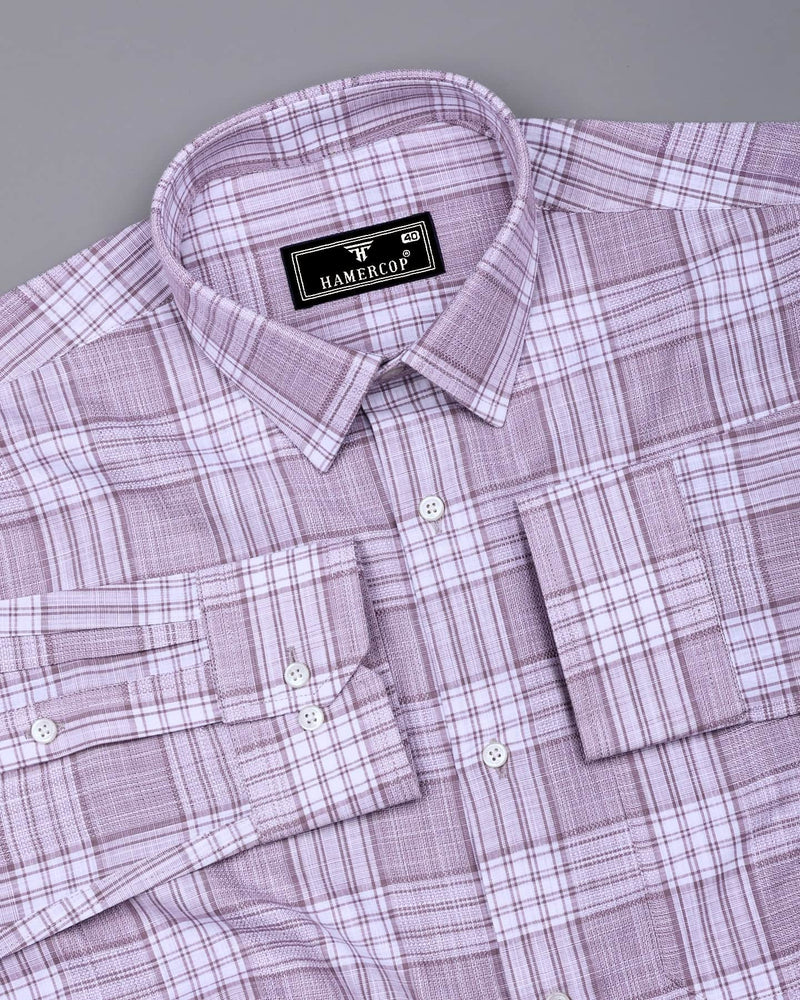 Fifa Onion Pink With White Dobby Check Formal Cotton Shirt