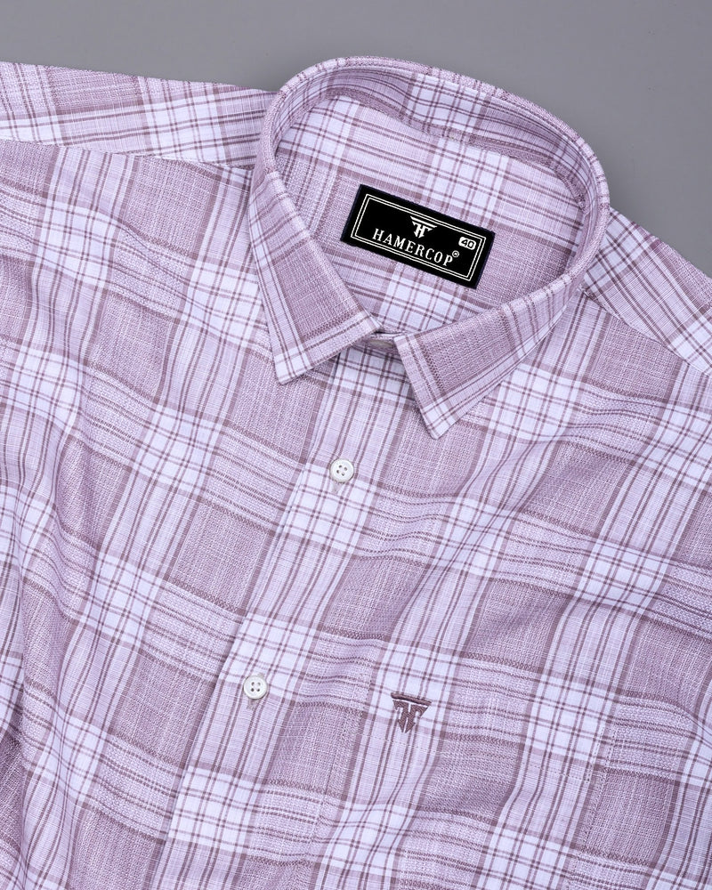 Fifa Onion Pink With White Dobby Check Formal Cotton Shirt