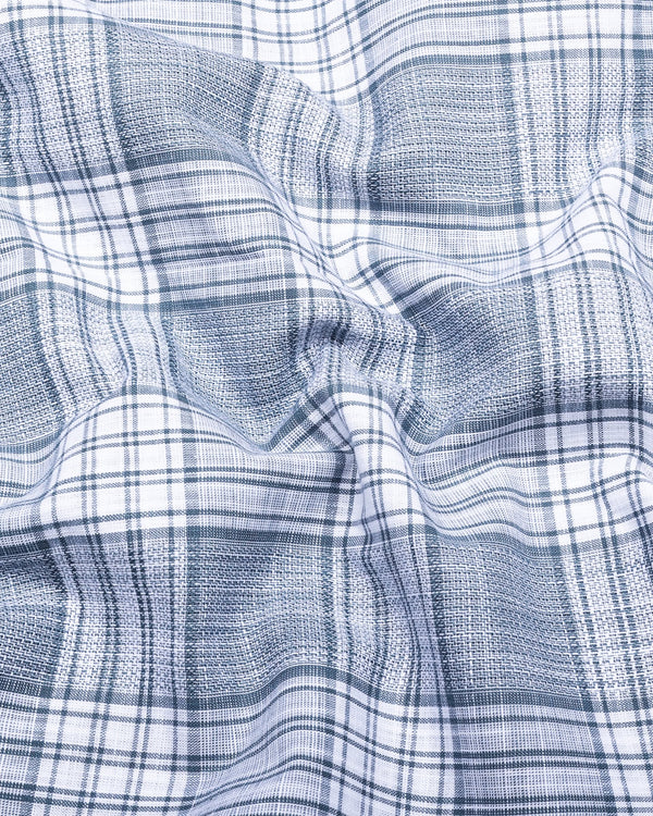 Fifa Gray With White Dobby Check Formal Cotton Shirt