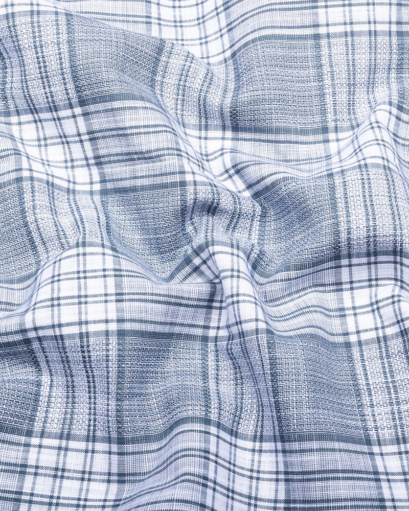 Fifa Gray With White Dobby Check Formal Cotton Shirt