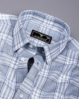 Fifa Gray With White Dobby Check Formal Cotton Shirt