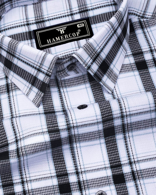 Eden Black With White Waffle Dobby Check Shirt