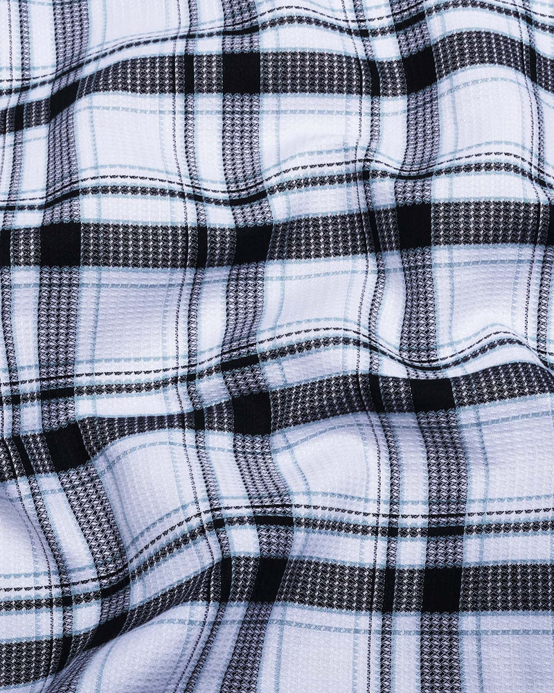Eden Black With White Waffle Dobby Check Shirt