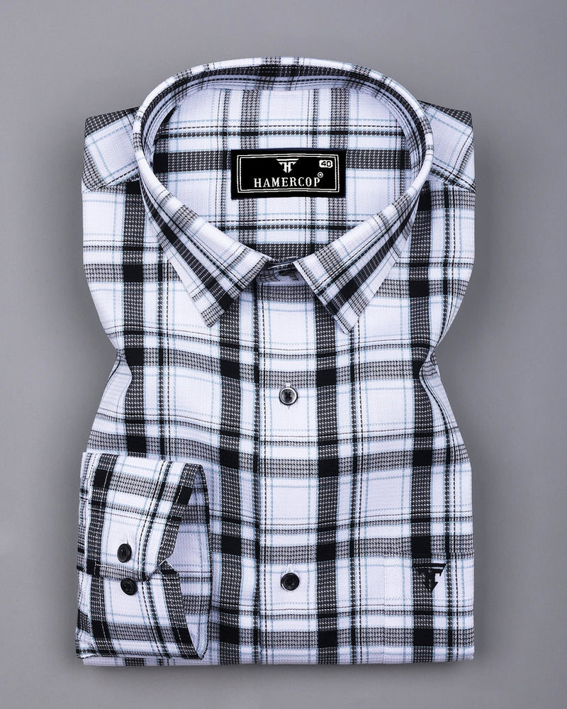 Eden Black With White Waffle Dobby Check Shirt