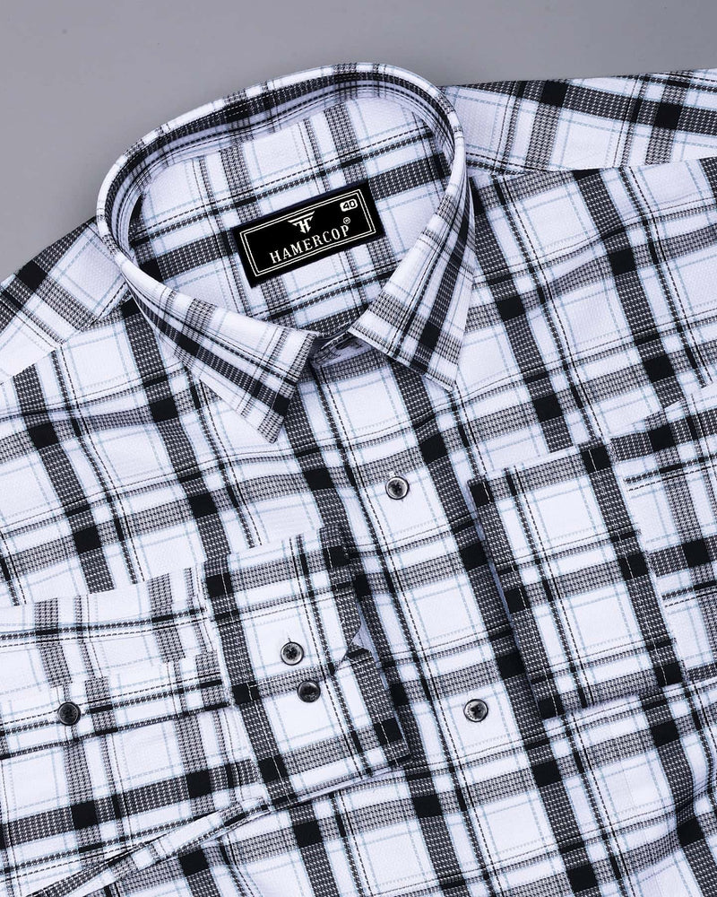 Eden Black With White Waffle Dobby Check Shirt