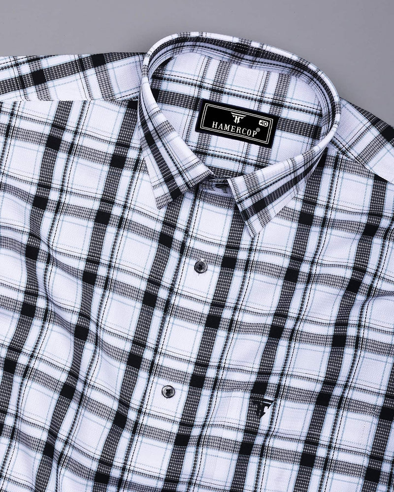 Eden Black With White Waffle Dobby Check Shirt