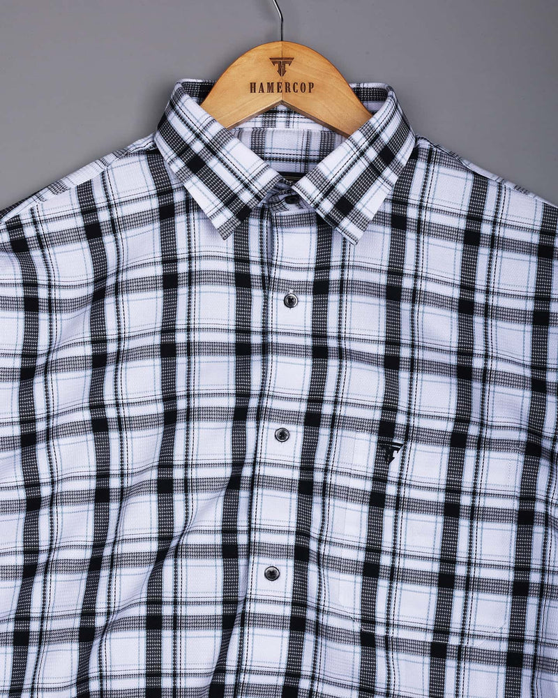 Eden Black With White Waffle Dobby Check Shirt