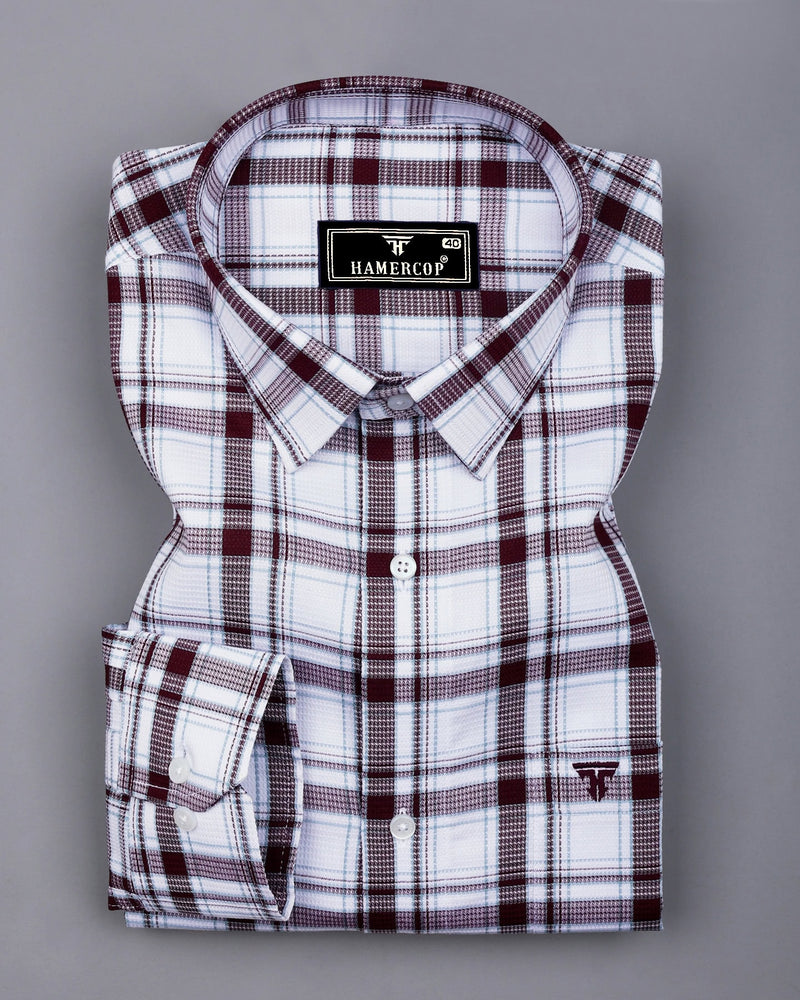 Eden Wine Purple With White Waffle Dobby Check Shirt