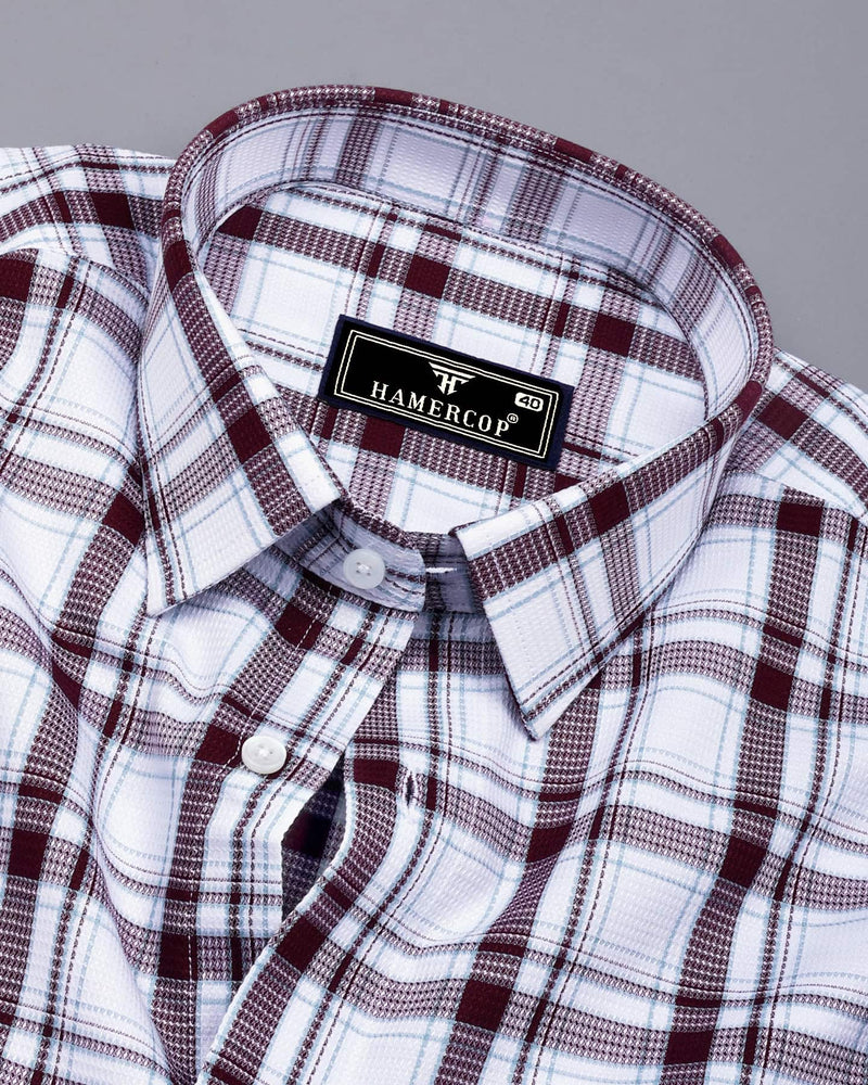 Eden Wine Purple With White Waffle Dobby Check Shirt