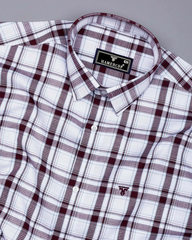 Eden Wine Purple With White Waffle Dobby Check Shirt