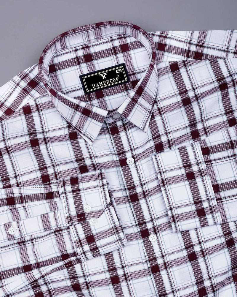 Eden Wine Purple With White Waffle Dobby Check Shirt