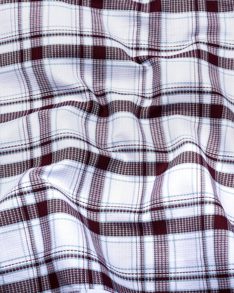 Eden Wine Purple With White Waffle Dobby Check Shirt