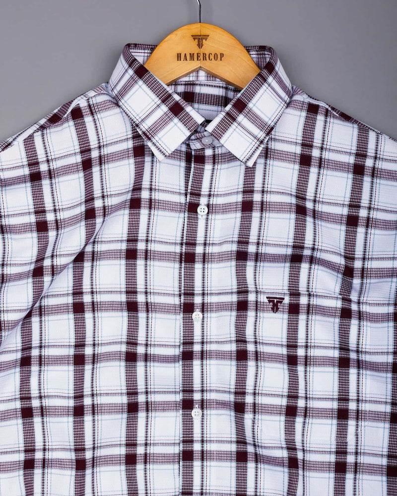 Eden Wine Purple With White Waffle Dobby Check Shirt