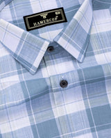 Lupito Gray With White Dobby Check Formal Cotton Shirt