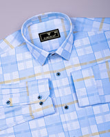 Anzio Blue Jacquard Check Premium Giza Shirt