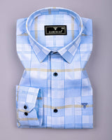 Anzio Blue Jacquard Check Premium Giza Shirt
