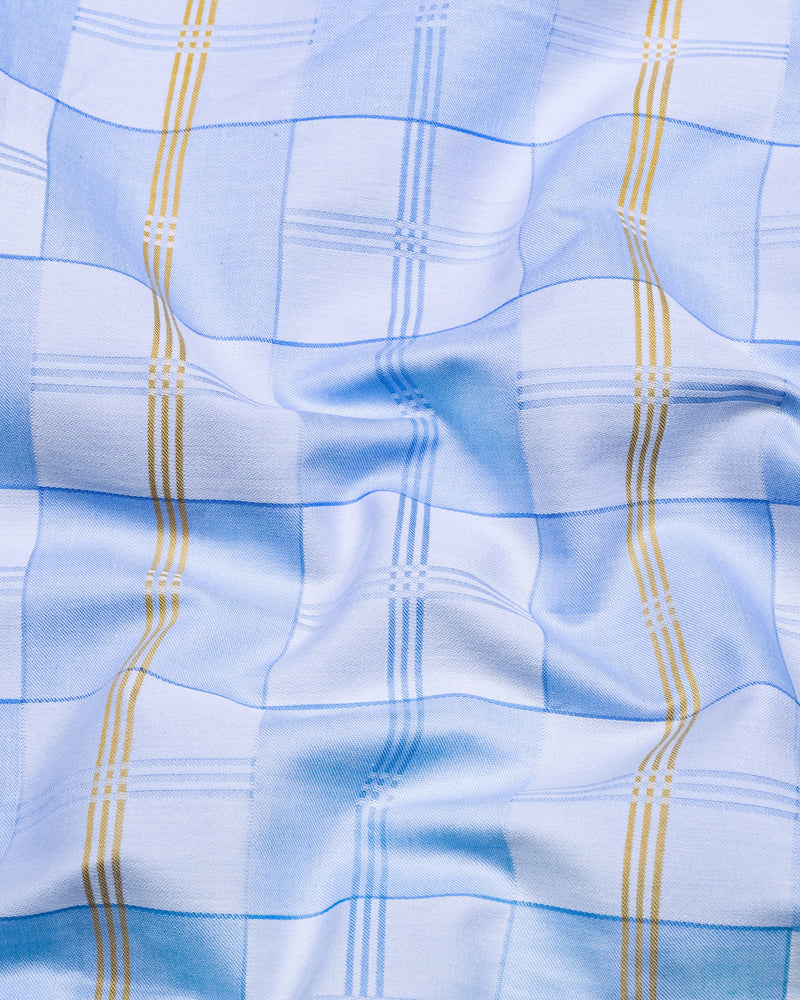 Anzio Blue Jacquard Check Premium Giza Shirt