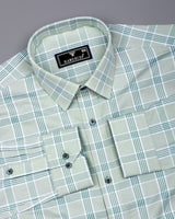 Boolean Pista Green Waffle Check Dobby Cotton Shirt
