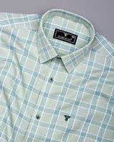 Boolean Pista Green Waffle Check Dobby Cotton Shirt